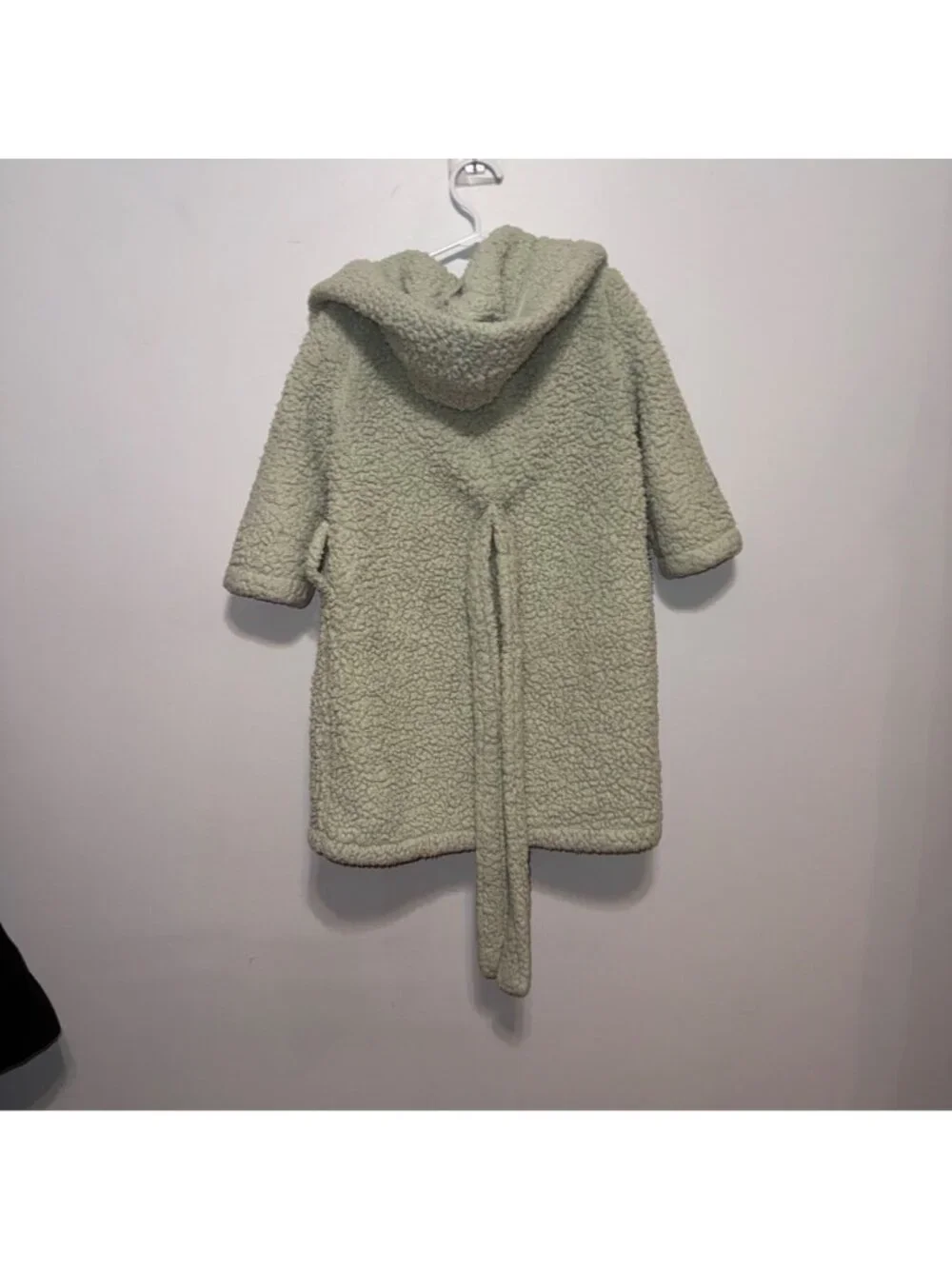 Pottery Barn Kids Hooded Robe 2T-3T Green Belt & Pockets Cozy Fleece Toddler